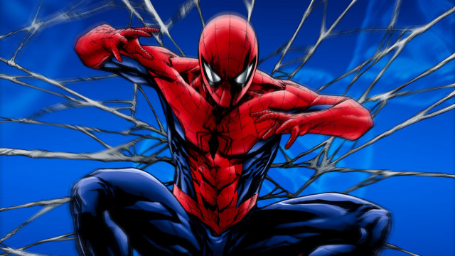 Spiderman sitting digital art comic free wallpaper for desktop - medium preview image
