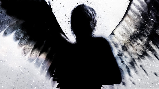 Woman angel wings window rain free wallpaper for desktop - medium preview image