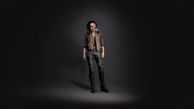Woman leather jacket boots dark free wallpaper for desktop - medium preview image