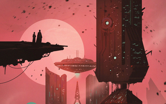 Sci fi retrofuturism mattebird city free wallpaper for desktop - medium preview image
