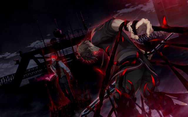 Man sword demons red lights free wallpaper for desktop - medium preview image