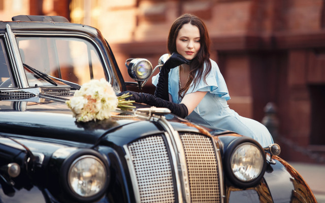 Woman dress car flower man free wallpaper for desktop - medium preview image