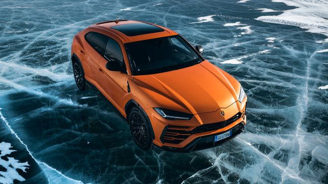 Orange car ice water 3d free wallpaper for desktop - medium preview image