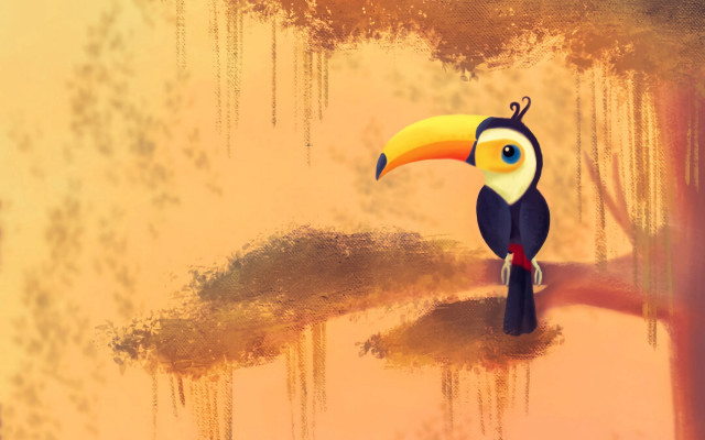 Colorful bird yellow beak black free wallpaper for desktop - medium preview image