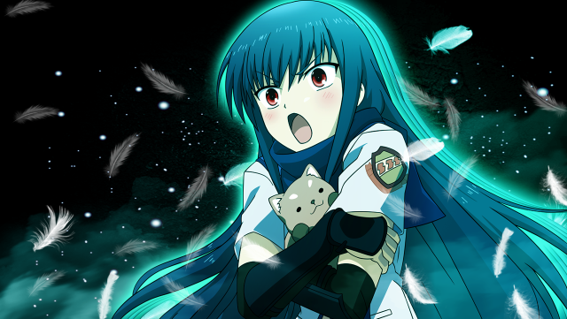 Blue hair angel bird feathers free wallpaper for desktop - medium preview image