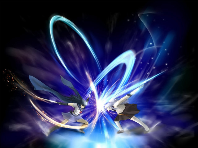 Animated characters fighting blue black free wallpaper for desktop - medium preview image