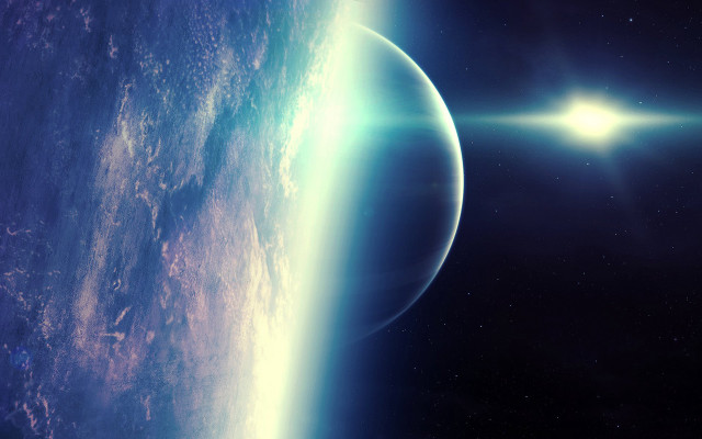 Space star planet moon aurora free wallpaper for desktop - medium preview image