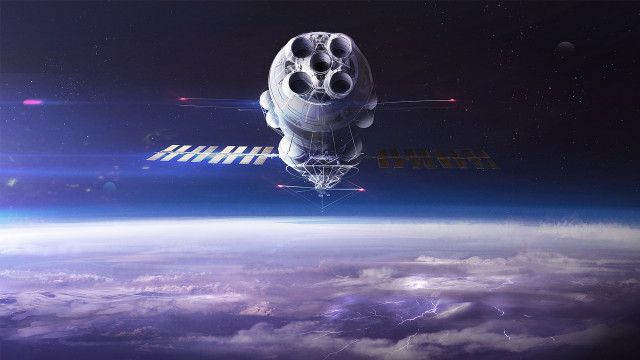 Space station earth clouds stars free wallpaper for desktop - medium preview image