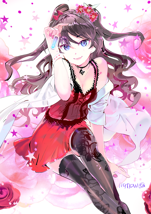 Girl red dress stars head free wallpaper for mobile - medium preview image