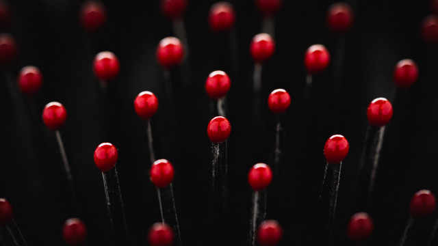 Red pins black surface christmas free wallpaper for desktop - medium preview image