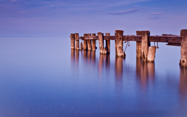 Wooden dock water sky clouds free wallpaper for desktop - medium preview image