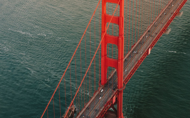 Golden gate bridge plane boat free wallpaper for desktop - medium preview image