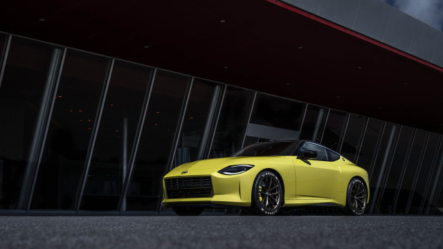 Yellow sports car red roof free wallpaper for desktop - medium preview image