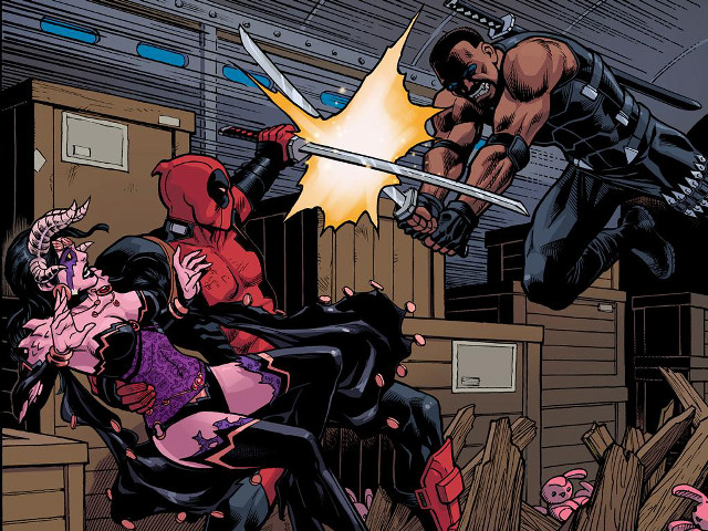 Deadpool demon attack warehouse comic free wallpaper for desktop - medium preview image