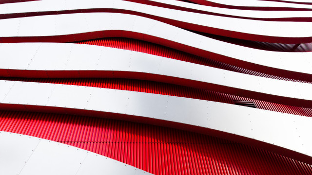 Red white building clock abstract free wallpaper for desktop - medium preview image