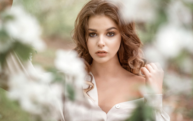 Woman long hair blue eyes #17 free wallpaper for desktop - medium preview image