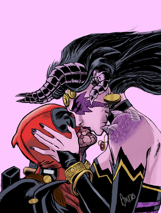 Woman mask kissing man mask free wallpaper for mobile - medium preview image