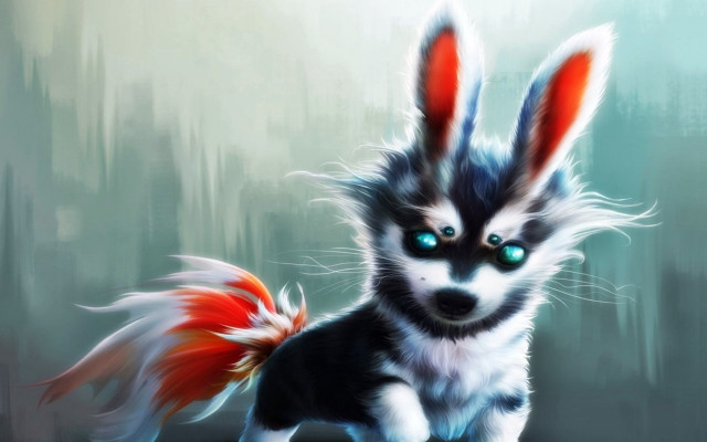 Dog blueeyes redtail whiteface furry free wallpaper for desktop - medium preview image