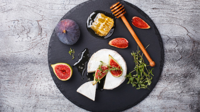 Cheese figs honeycomb stilllife food free wallpaper for desktop - medium preview image