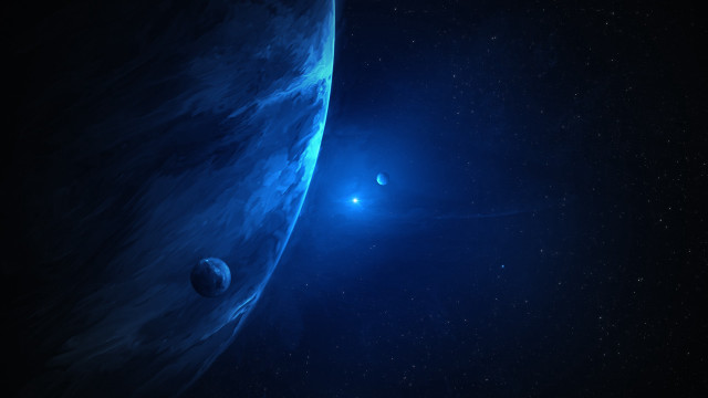 Blue planet bright star space free wallpaper for desktop - medium preview image
