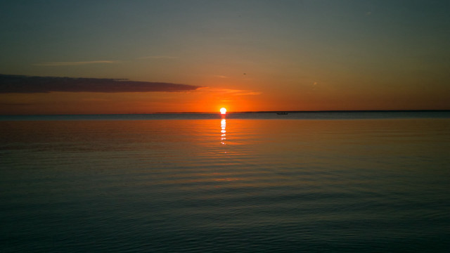 Sunset water boat clouds horizon #7 free wallpaper for desktop - medium preview image