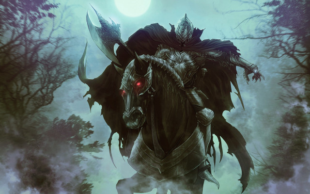 Demonic horse forest moon gothic free wallpaper for desktop - medium preview image