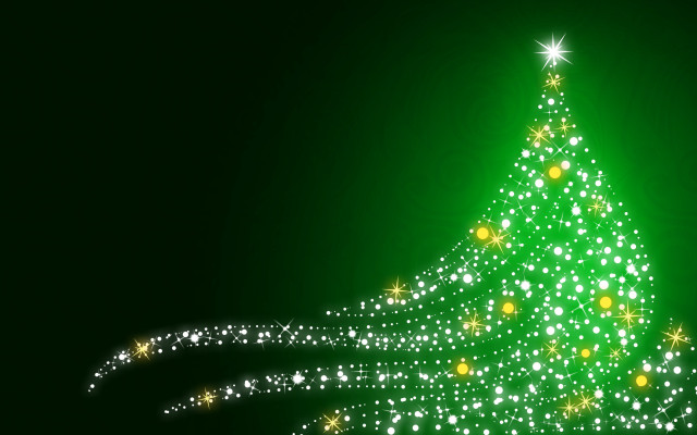 Green christmas tree gold white free wallpaper for desktop - medium preview image