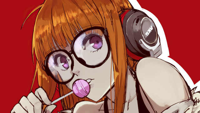 Sakura futaba orange hair headphones free wallpaper for desktop - medium preview image