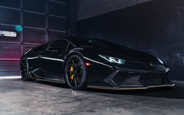 Black sports car garage neon free wallpaper for desktop - medium preview image