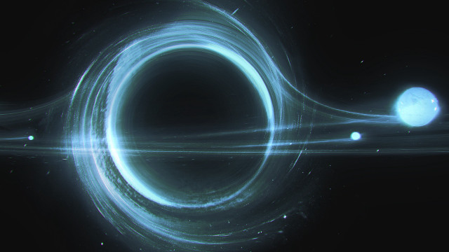Black hole white ring blue free wallpaper for desktop - medium preview image