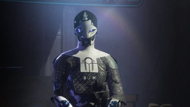 Robot helmet gloves spotlight glowing free wallpaper for desktop - medium preview image