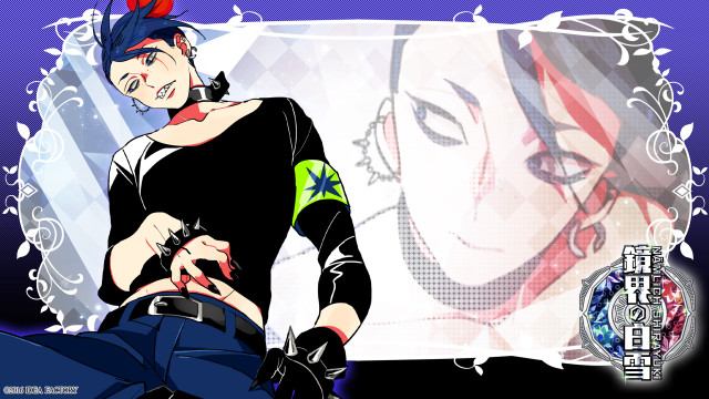 Woman blackshirt bluepants purplebackground redhair free wallpaper for desktop - medium preview image