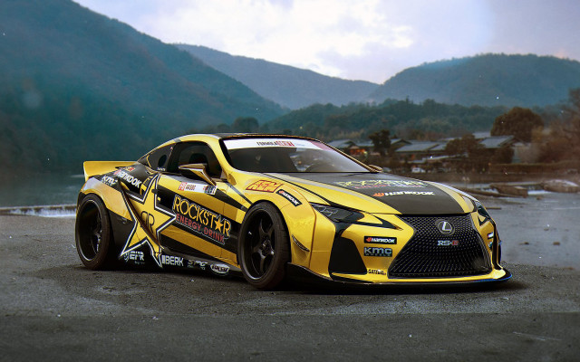 Yellow sports car black stripe #7 free wallpaper for desktop - medium preview image