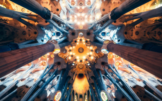 Cathedral colorful ceiling lights ceiling free wallpaper for desktop - medium preview image