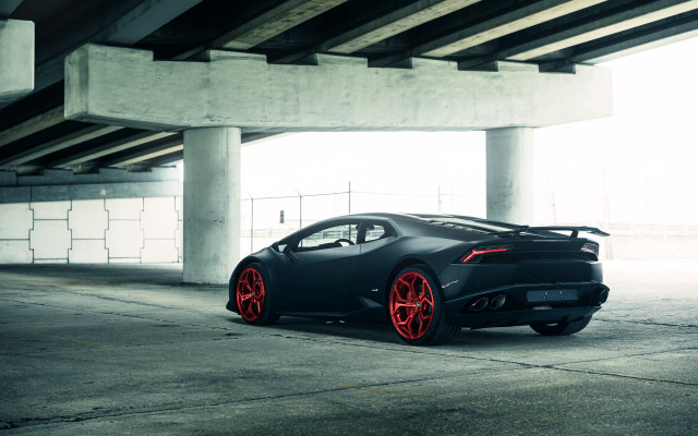 Black sports car red rims #8 free wallpaper for desktop - medium preview image