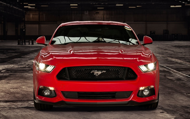 Red mustang parking lot 3d free wallpaper for desktop - medium preview image