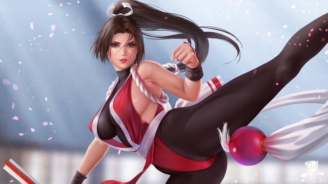 Woman kicking ball sword japanese free wallpaper for desktop - medium preview image