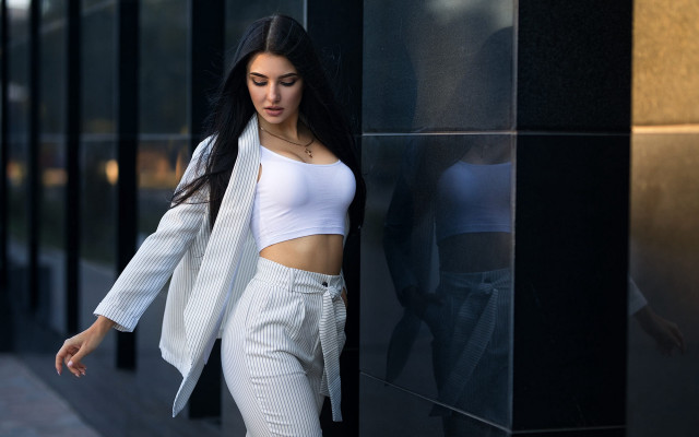 Elina karimova fashion photoshoot white free wallpaper for desktop - medium preview image