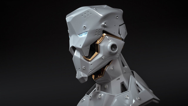 Robot afrofuturism cyberpunk mecha pilot free wallpaper for desktop - medium preview image