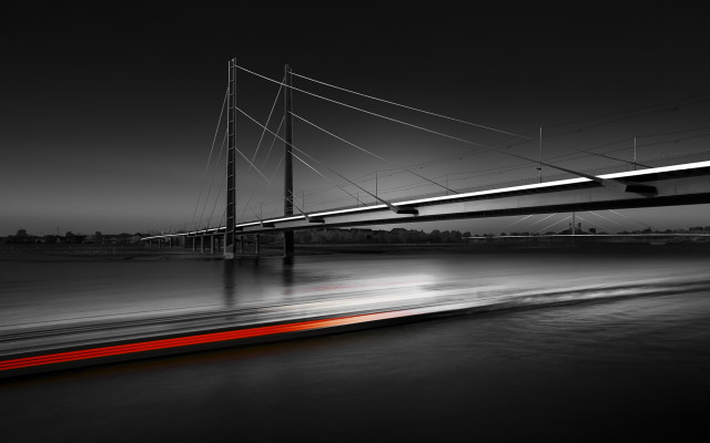 Bridge night longexposure redlight water free wallpaper for desktop - medium preview image