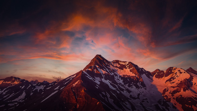 Mountain sunset clouds plane campfire free wallpaper for desktop - medium preview image