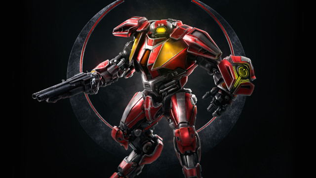Robot gun mecha circle red free wallpaper for desktop - medium preview image