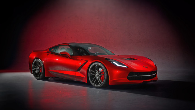 Red sports car spotlight dark free wallpaper for desktop - medium preview image