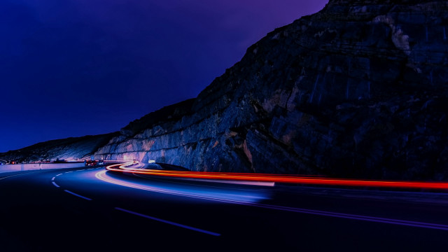 Long exposure road mountain night free wallpaper for desktop - medium preview image