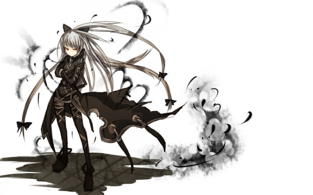 Girl longhair blackoutfit smoke gothic free wallpaper for desktop - medium preview image