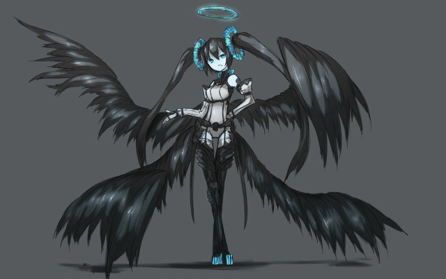 Woman black blue outfit wings free wallpaper for desktop - medium preview image