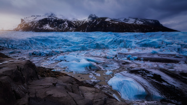 Glacier mountain cloudy sky puzzle free wallpaper for desktop - medium preview image