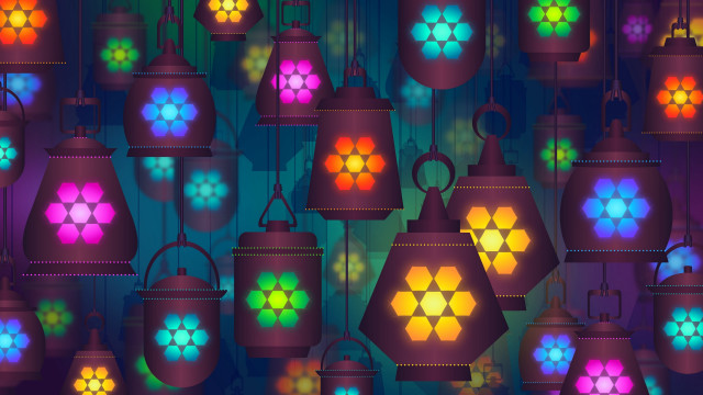 Colorful lights ceiling blue green free wallpaper for desktop - medium preview image
