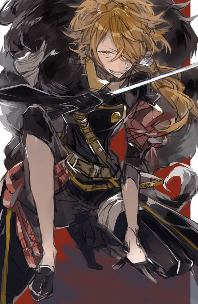 Man black outfit sword cat free wallpaper for mobile - medium preview image