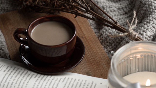 Coffee candle table book knit free wallpaper for desktop - medium preview image